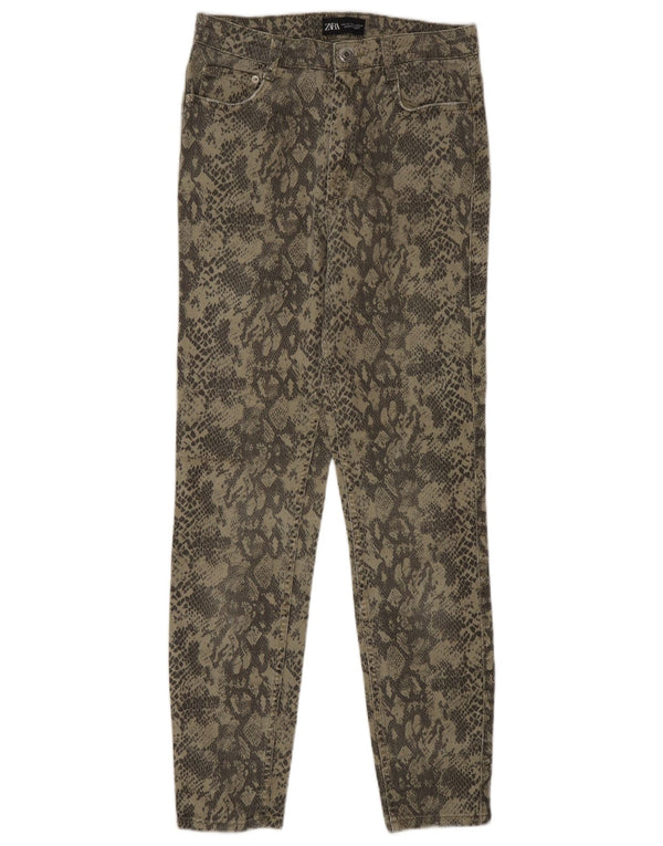 Zara Jeans Slim para Mujer EU 40 Medium W30 L28 Caqui Estampado Animal