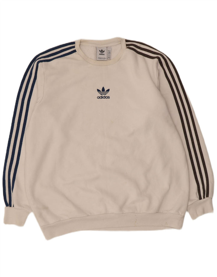 Adidas Hombre Sudadera Jumper XL Blanco Algodón