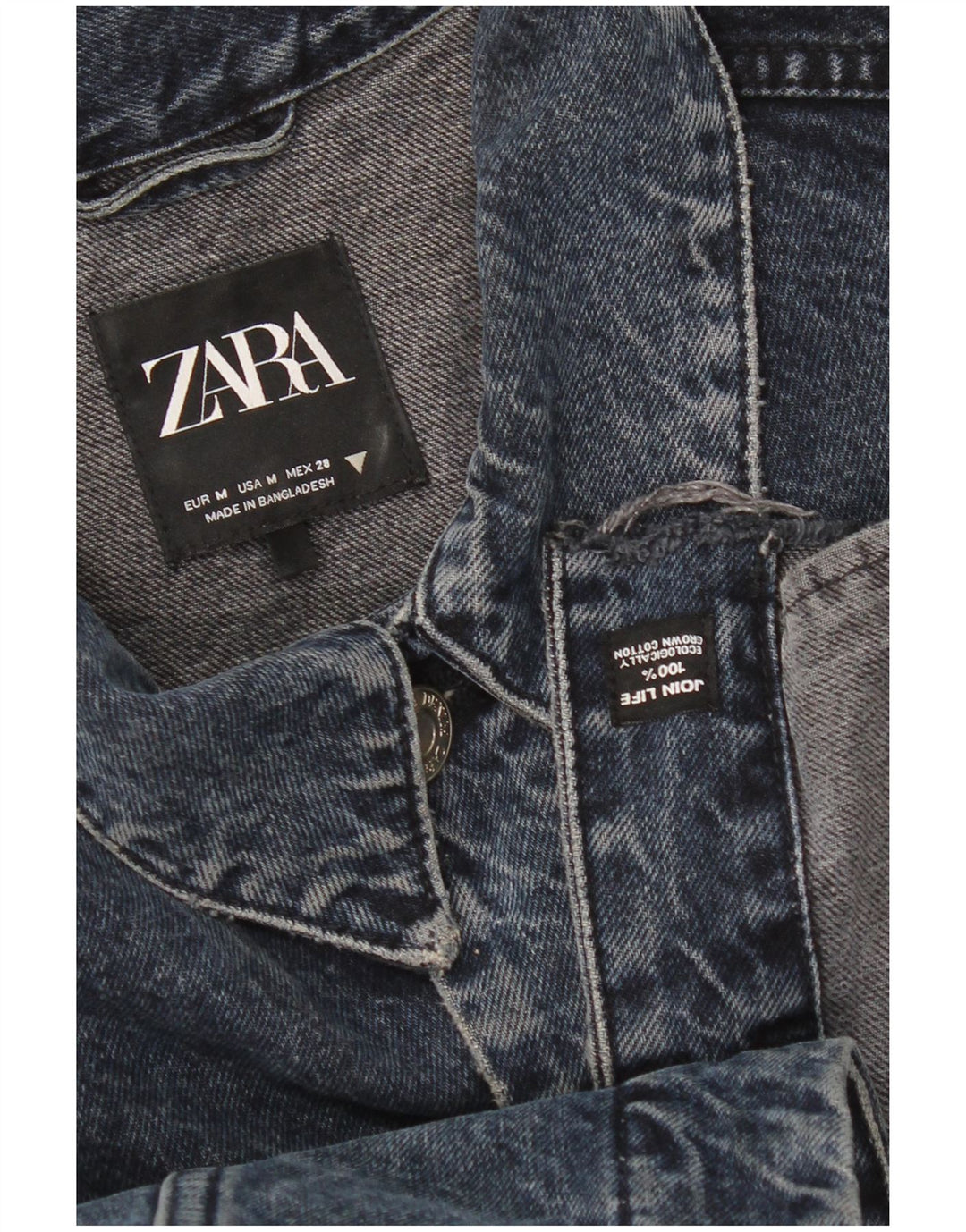 Zara Mujer Crop Chaqueta Vaquera Extragrande UK 40 Mediana Azul Marino Algodón