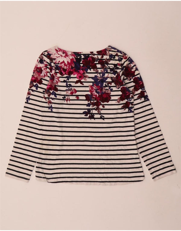 Joules Top gráfico para mujer de manga larga UK 6 XS Algodón a rayas blancas
