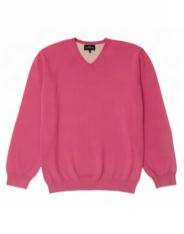 Marks & Spencer - Jersey con cuello en V para hombre, color azul, 2XL, algodón rosa