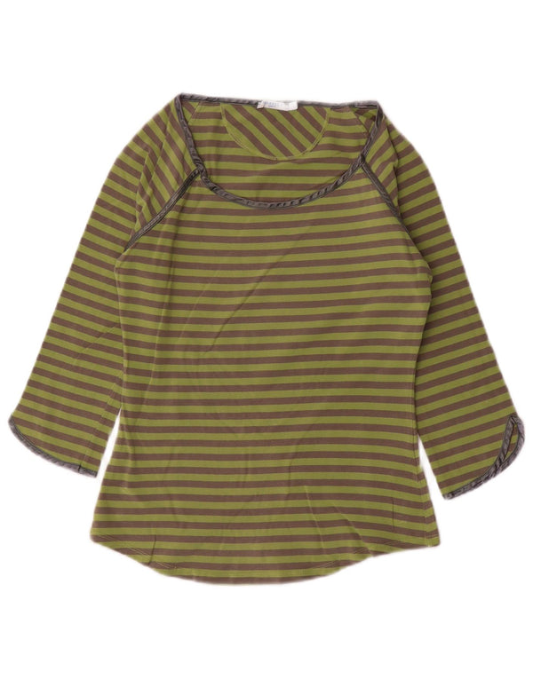 Marella Top para mujer manga 3/4 UK 10 Pequeño algodón a rayas verdes