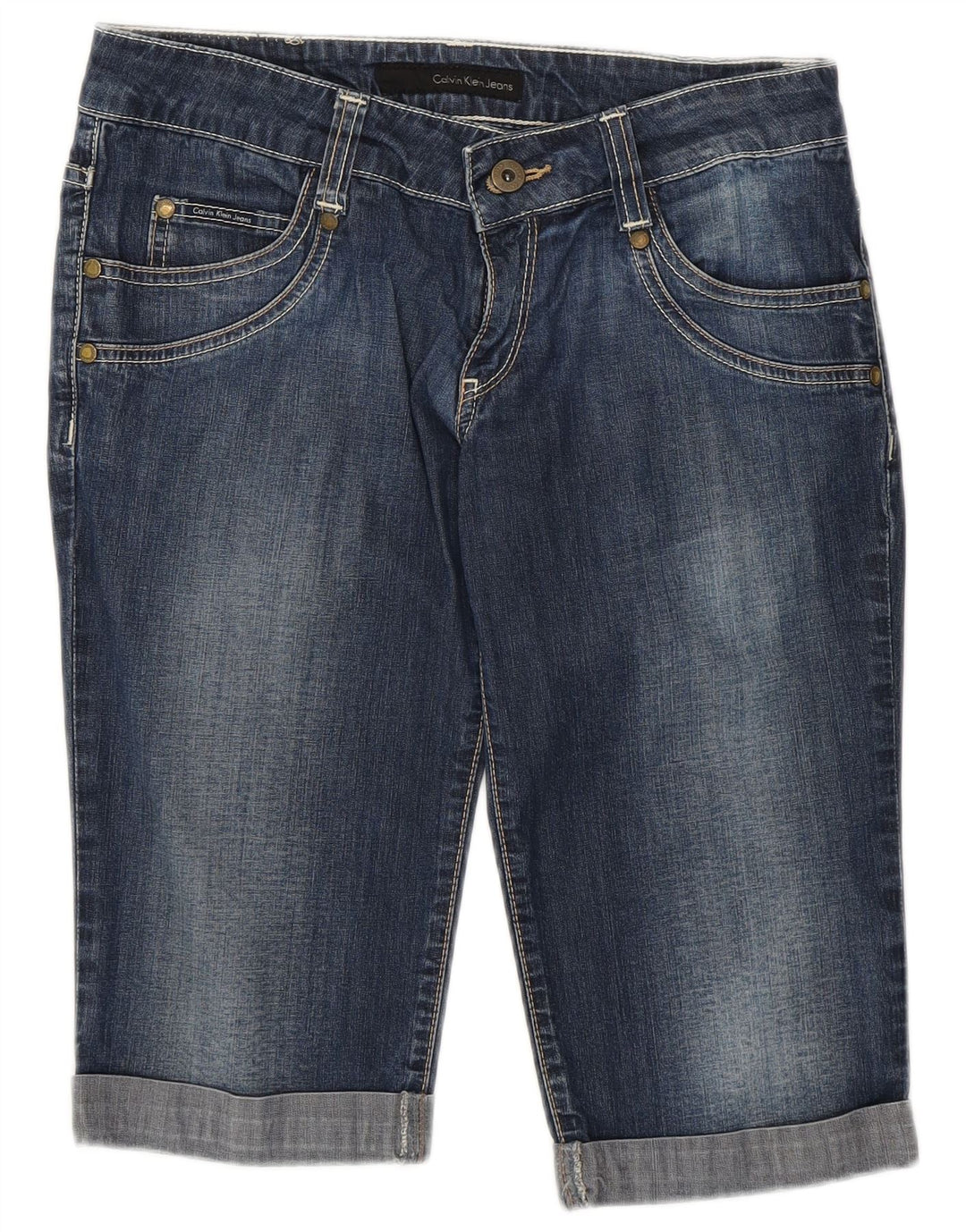 CALVIN KLEIN Shorts vaqueros para mujer W28 Algodón azul marino medio