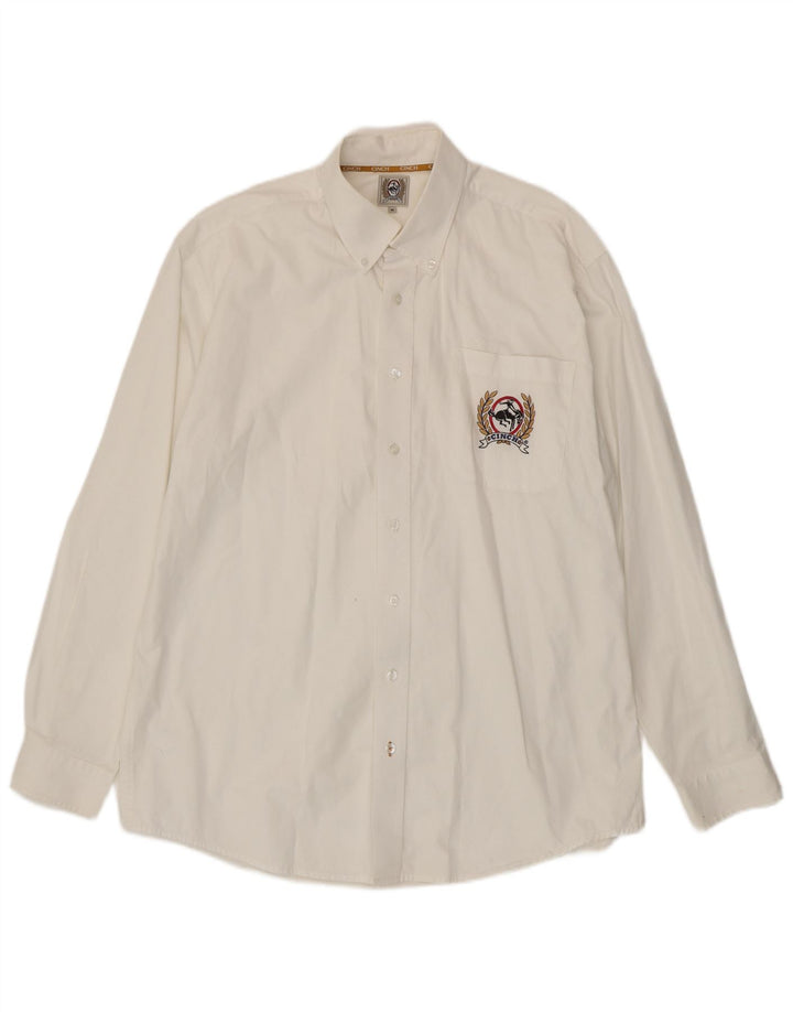 Camisa VINTAGE para hombre de algodón blanco medio