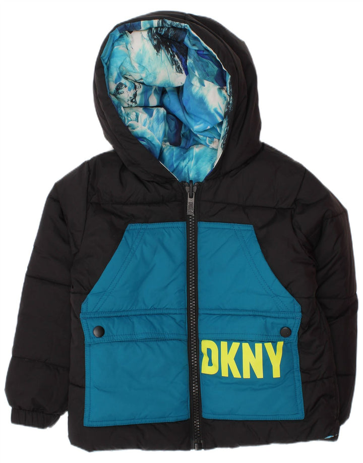 Dkny Chaqueta acolchada reversible con capucha para niño 3-4 años Poliéster teñido anudado azul