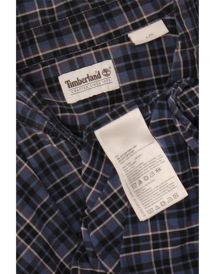TIMBERLAND Camisa De Hombre De Algodón A Cuadros Azul Grande