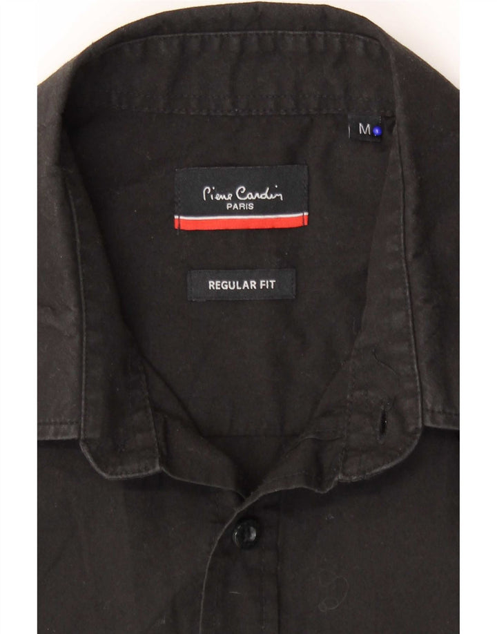 Pierre Cardin Camisa de corte regular de manga corta para hombre Poliéster negro mediano