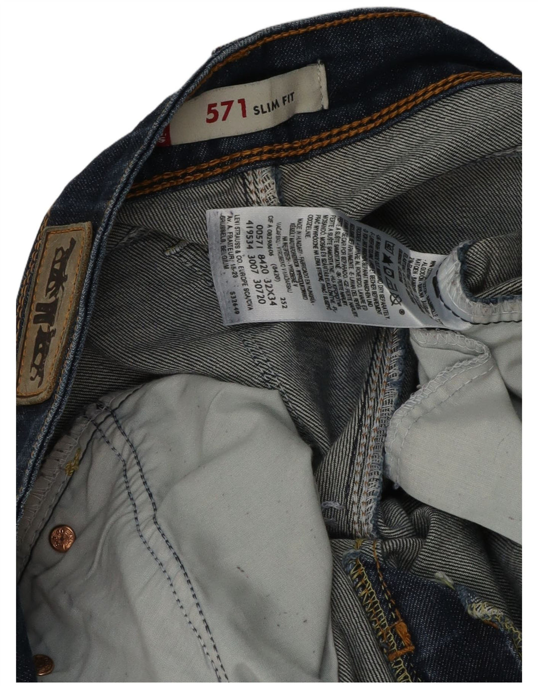 Vaqueros Levi's 571 Slim Mujer W32 L30 Algodón Azul Marino
