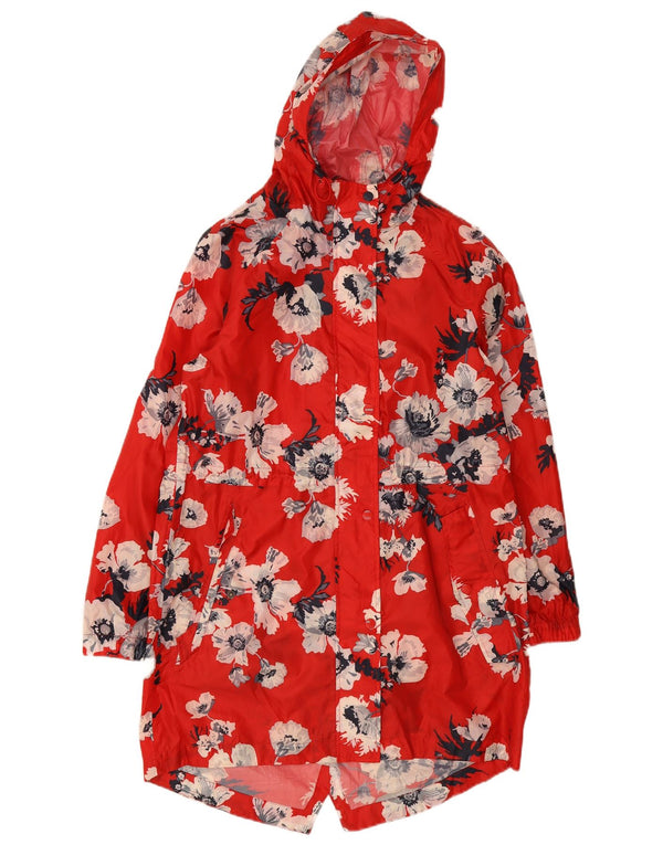 Chubasquero con capucha para mujer Joules UK 42 Poliéster floral rojo mediano