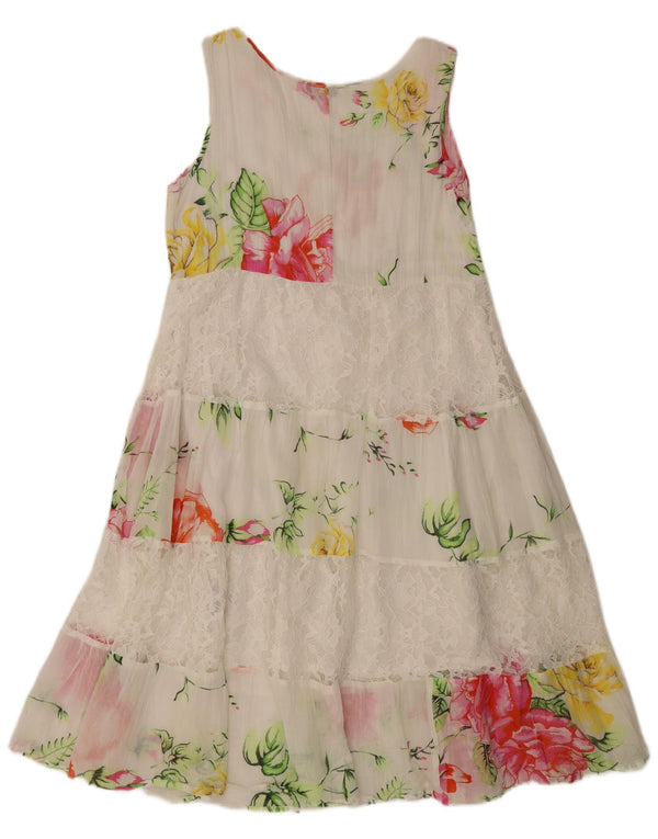 Positano by Jean Paul Vestido escalonado para mujer UK 10 Small White Floral