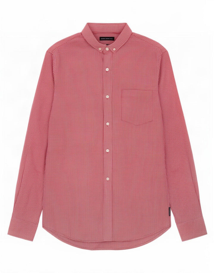 Camisa de hombre French Connection pequeña de algodón a cuadros rojos