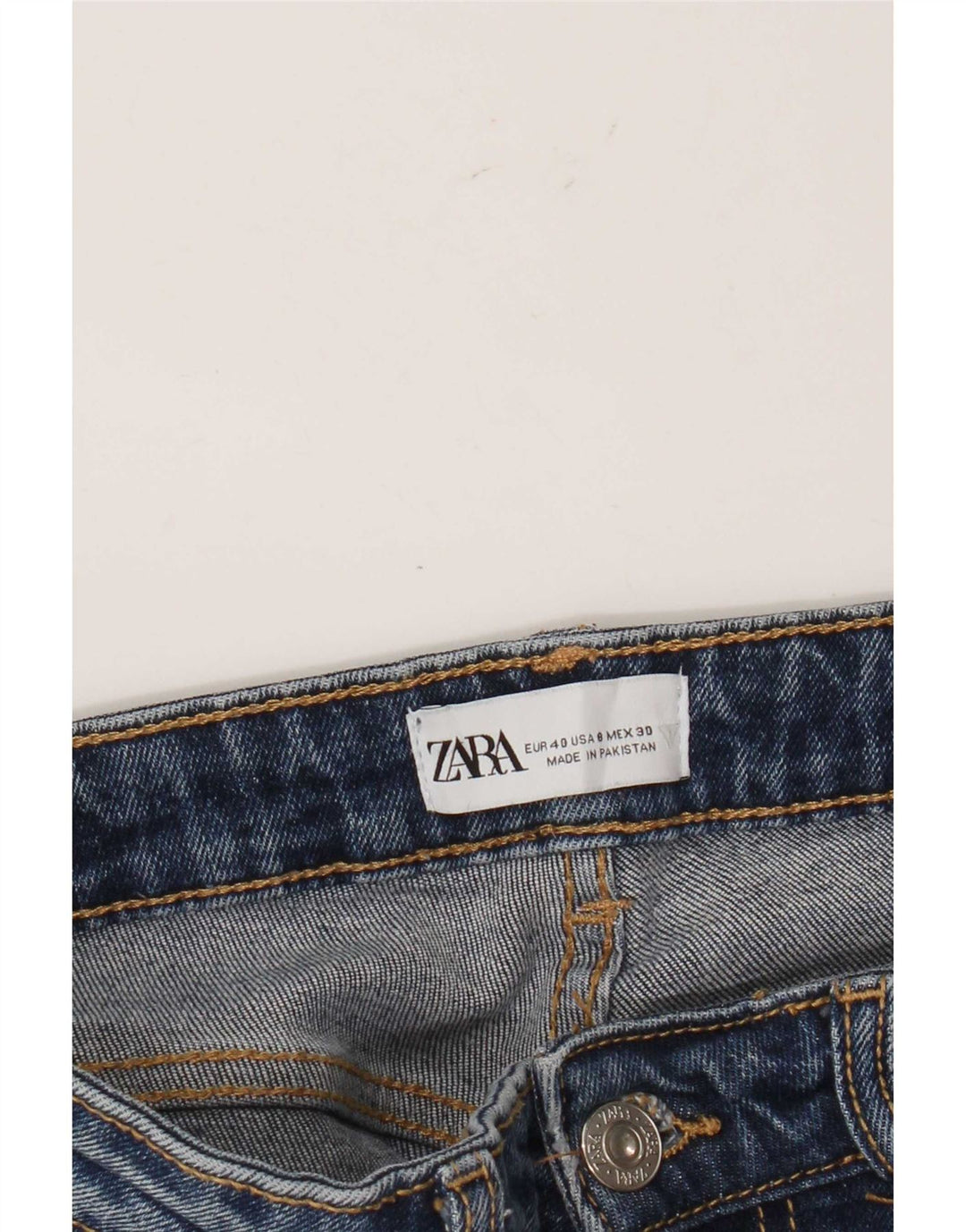 Zara Mujer Vaqueros Cropped EU 40 Medium W30 L26 Azul