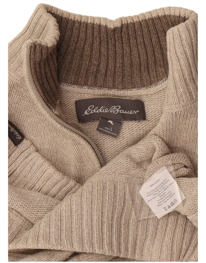 Eddie Bauer - Jersey con cuello y cremallera para hombre, talla grande, algodón beige