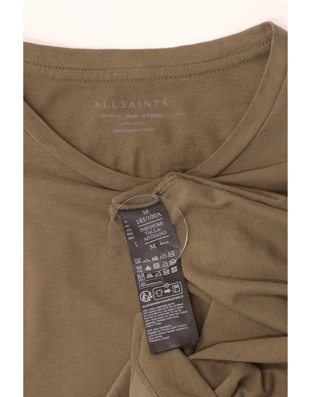 All Saints Hombre Regular Fit Camiseta Top Algodón Verde Medio