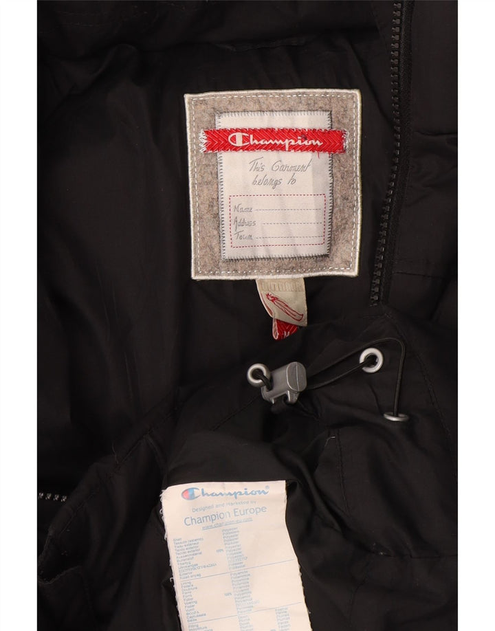 Champion Chaqueta Acolchada Con Capucha Para Mujer UK 44 Mediana Poliéster Negro