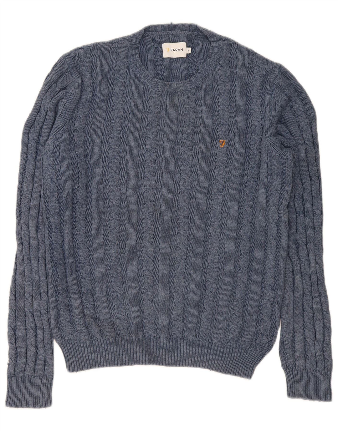 Farah Mens Crew Neck Jumper Sweater Small Azul Marino Algodón