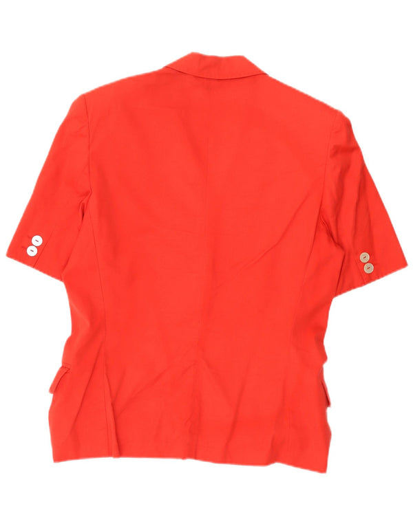 Max Mara Chaqueta Blazer de Manga Corta con 2 Botones para Mujer UK 44 Grande Algodón Rojo
