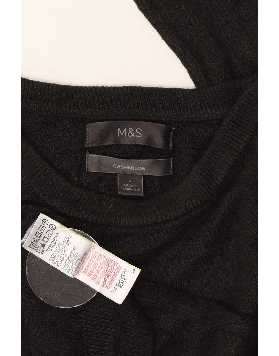 Marks & Spencer - Jersey de cuello redondo para hombre, talla grande, acrílico negro