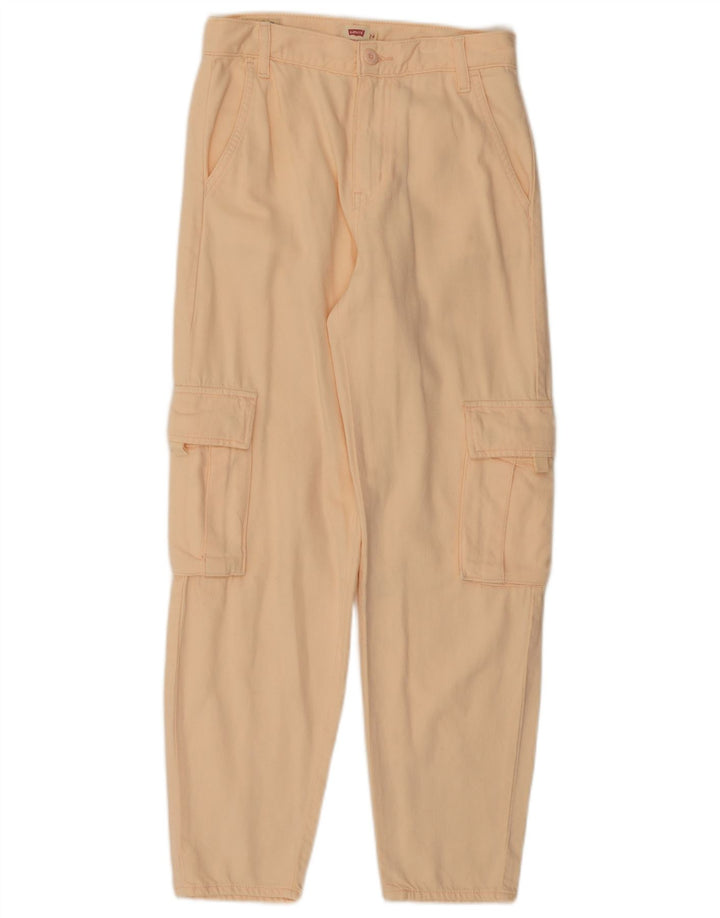 LEVI'S Pantalones cargo cónicos de cintura alta para mujer W24 L28 Algodón rosa