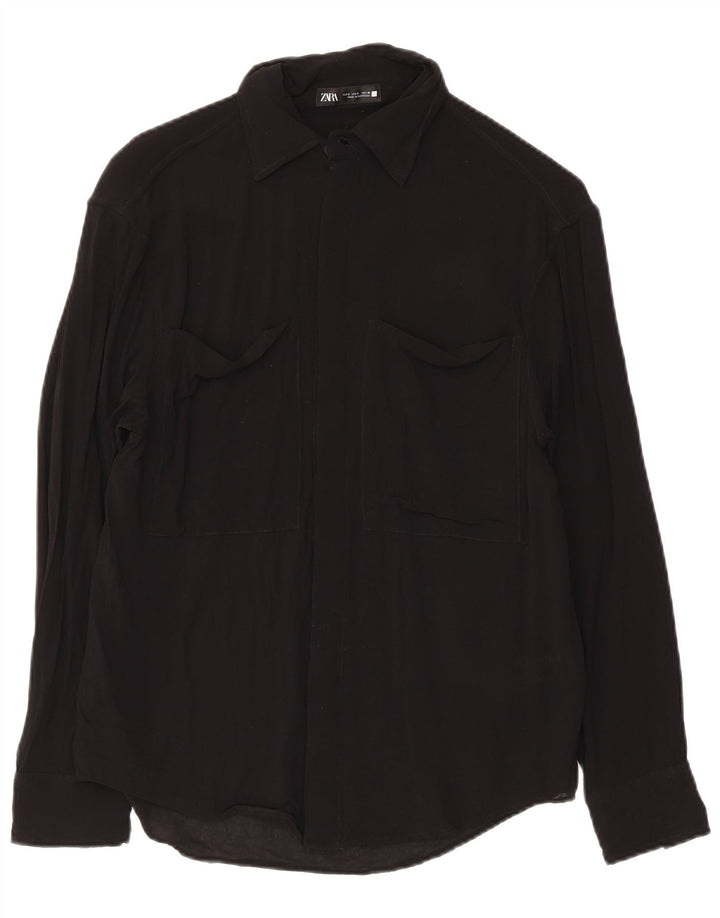 Zara Hombre Camisa Small Viscosa Negra