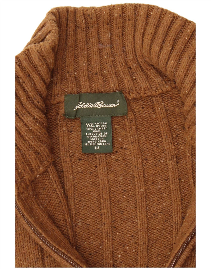 EDDIE BAUER Jersey De Hombre Con Cuello Y Cremallera De Algodón Moteado Marrón Medio