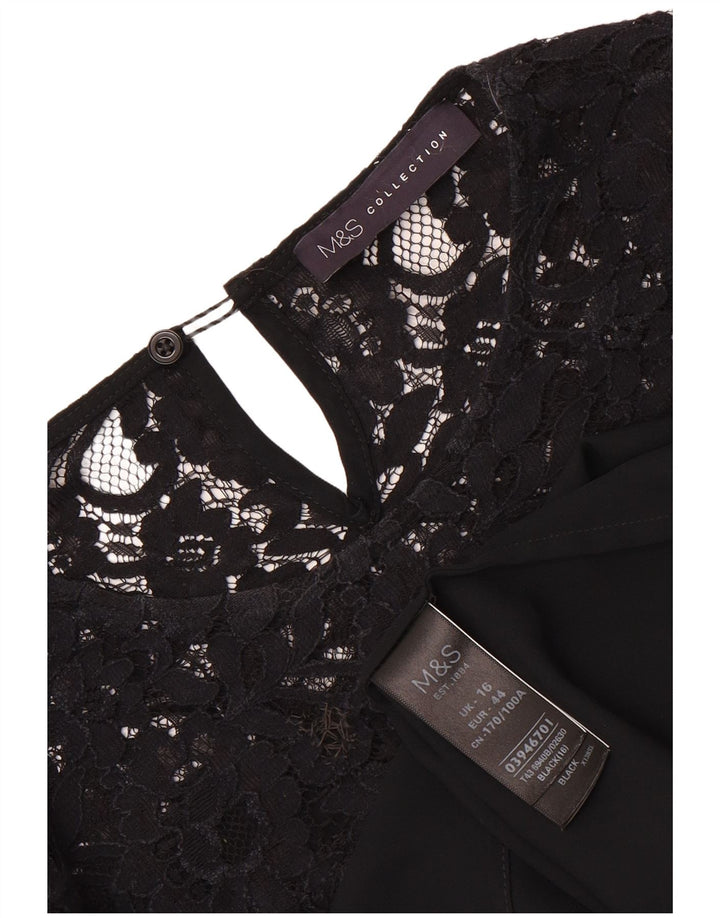 Marks & Spencer Blusa extragrande de manga larga para mujer UK 46 Grande Negro