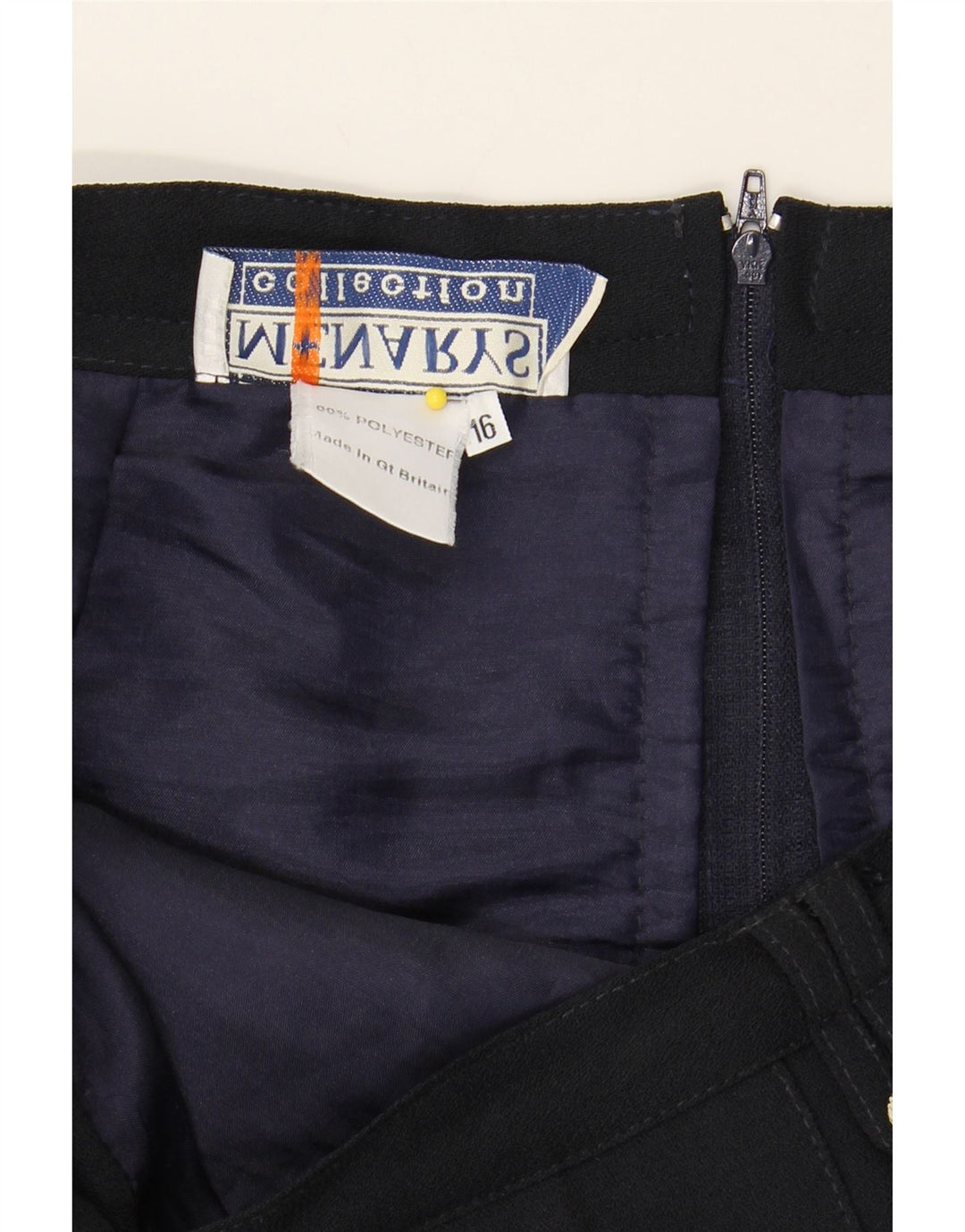 VINTAGE Womens A-Line Skirt UK 16 Large W32  Black Polyester Vintage Vintage and Second-Hand Vintage from Messina Hembry 