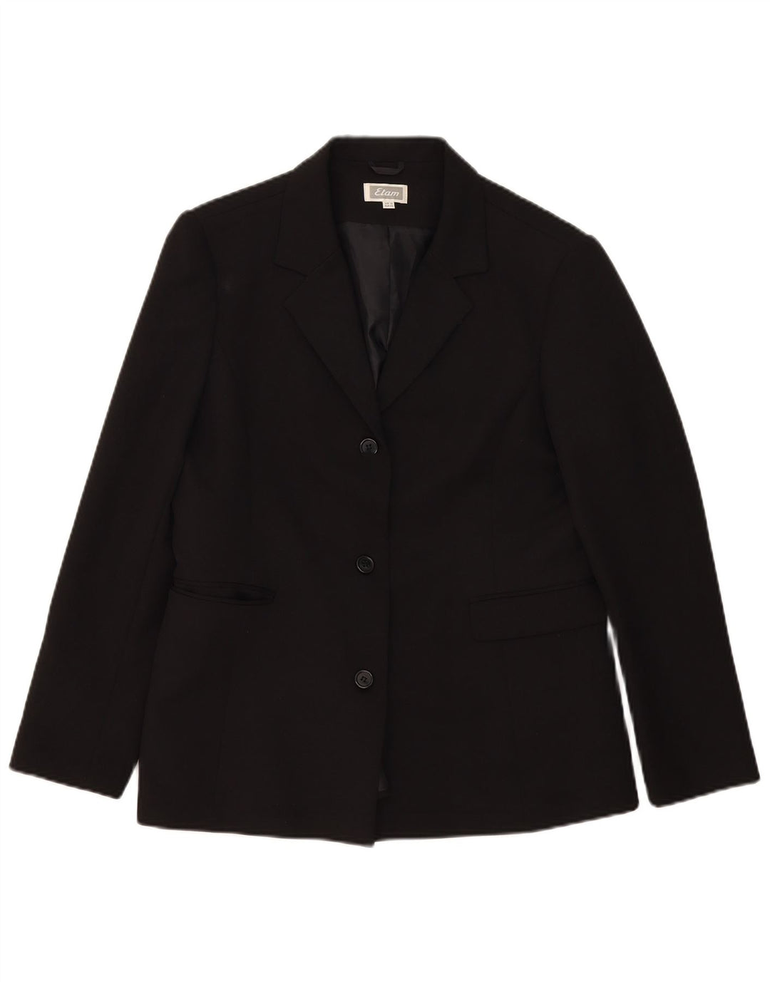 Etam Chaqueta Blazer de 3 Botones para Mujer UK 46 Grande Poliéster Negro
