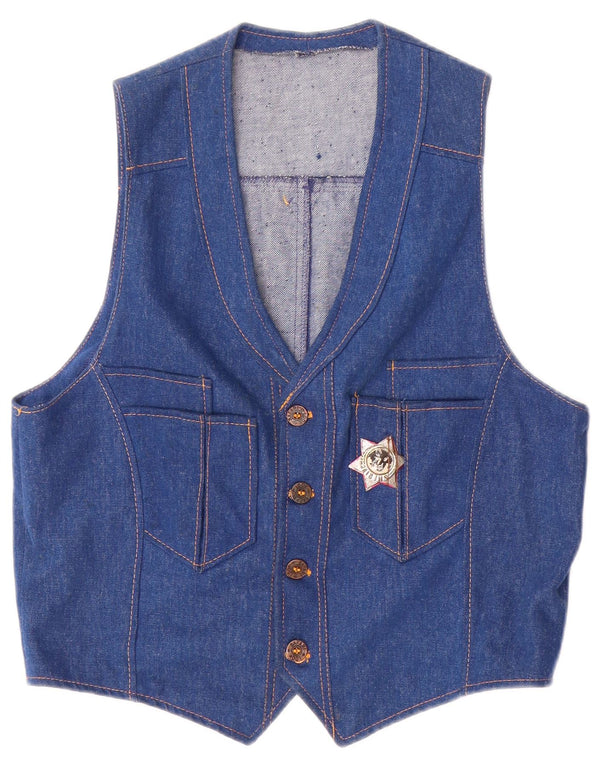 VINTAGE Chaleco de mezclilla para mujer Reino Unido 14 Azul medio