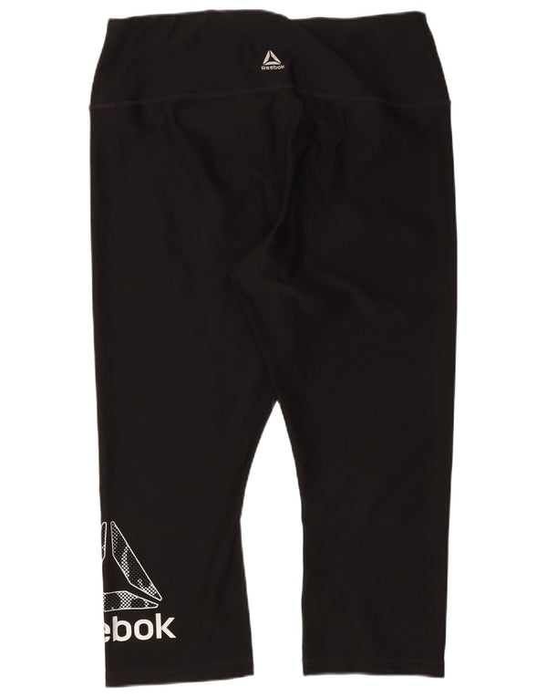 Reebok - Leggings capri gráficos para mujer, talla 40, color negro