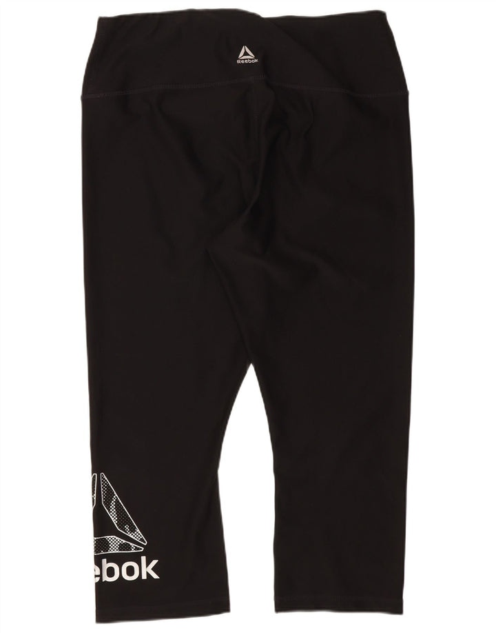 Reebok - Leggings capri gráficos para mujer, talla 40, color negro