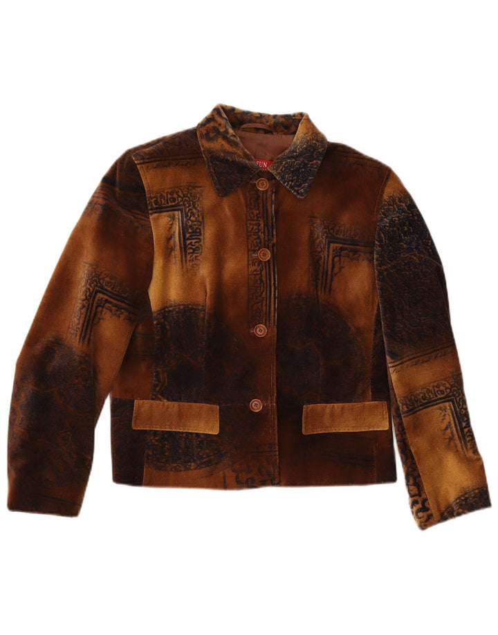 Taifun Chaqueta Blazer de Terciopelo con 4 Botones para Mujer UK 42 Marrón Medio Paisley