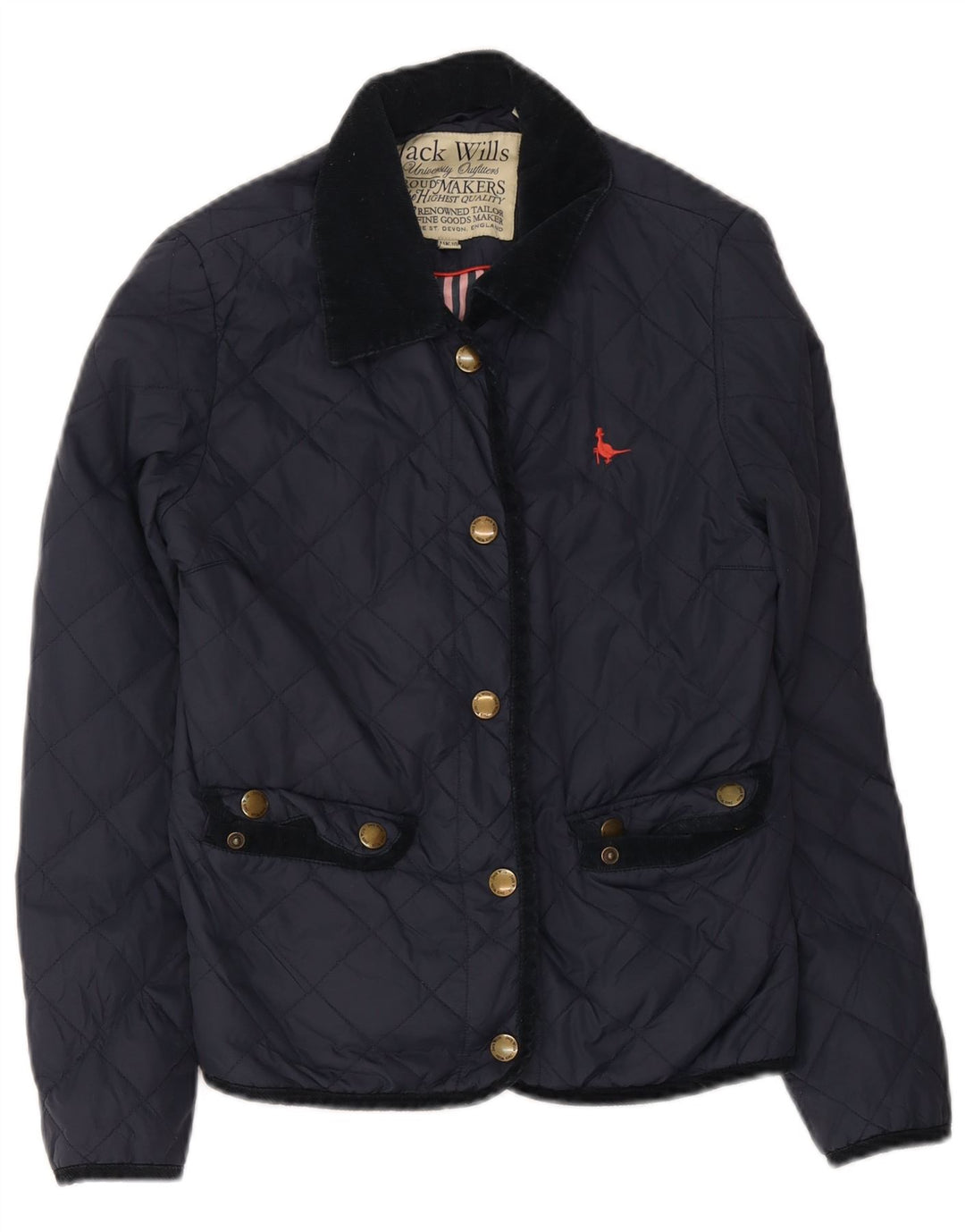 Jack Wills Chaqueta acolchada para mujer UK 10 Small Azul marino Nylon
