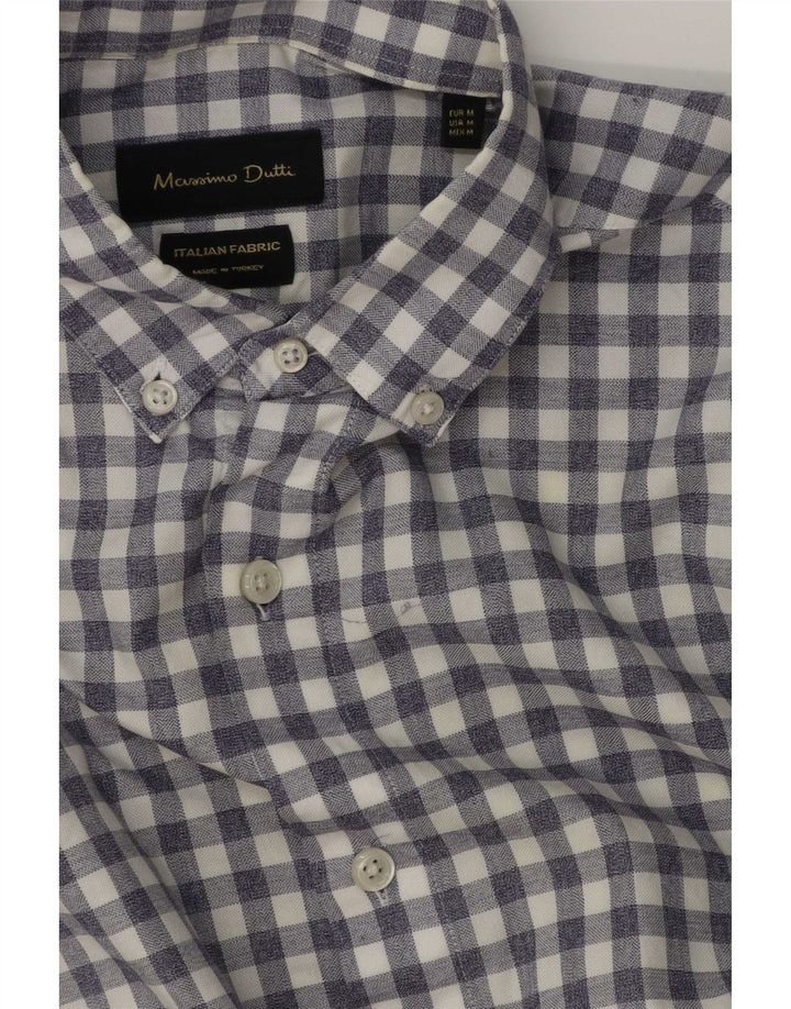 Camisa Massimo Dutti Hombre Algodón Vichy Azul Medio