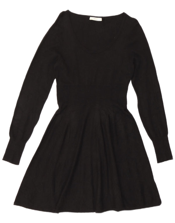 Oasis Vestido acampanado de manga larga para mujer UK 42 Viscosa negra mediana
