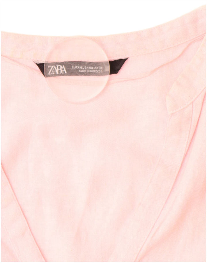 Camisa ZARA Mujer ES 20 2XL Lino Rosa