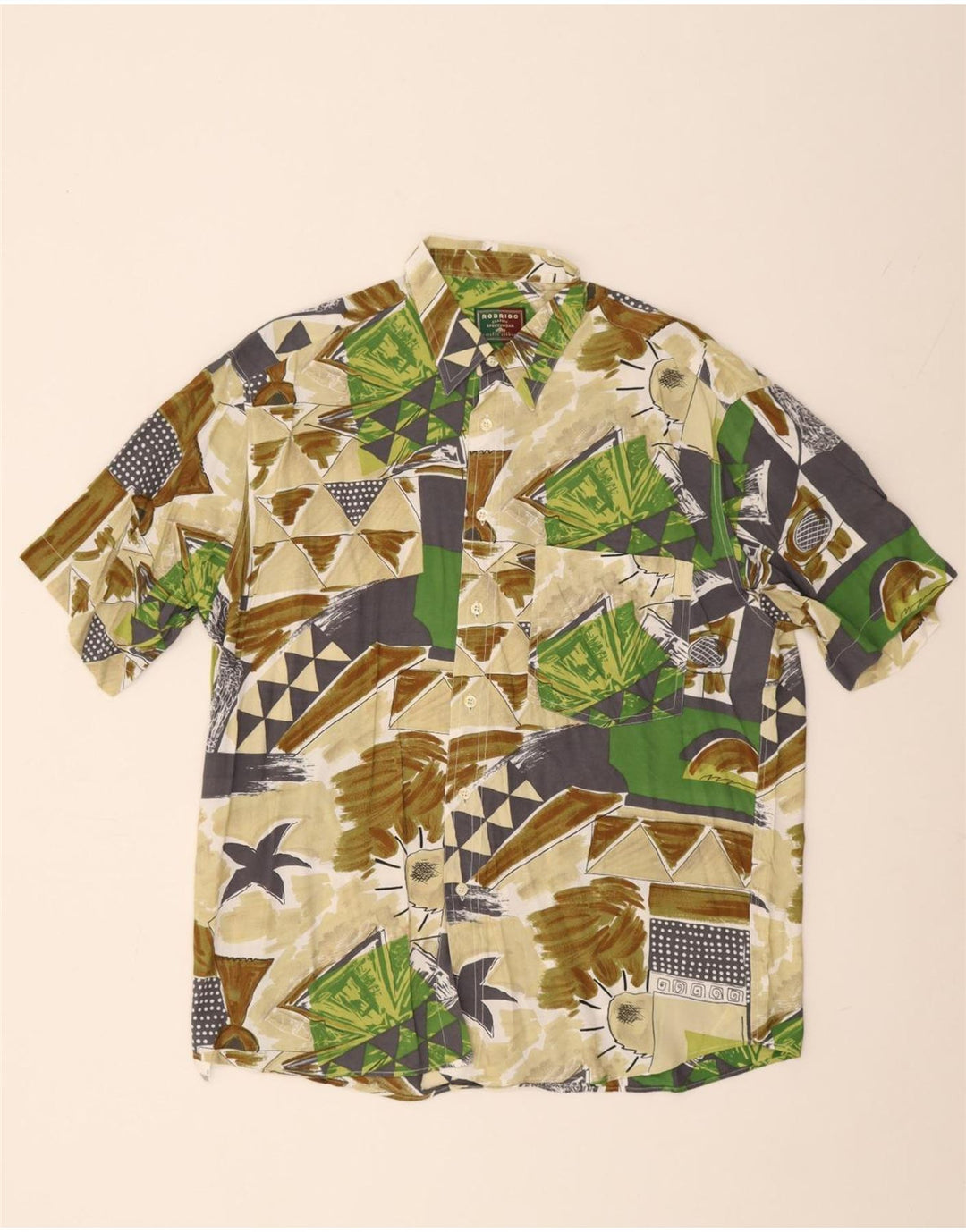 Rodrigo Camisa Manga Corta Hombre Talla 41 16 Grande Multicolor Geométrica