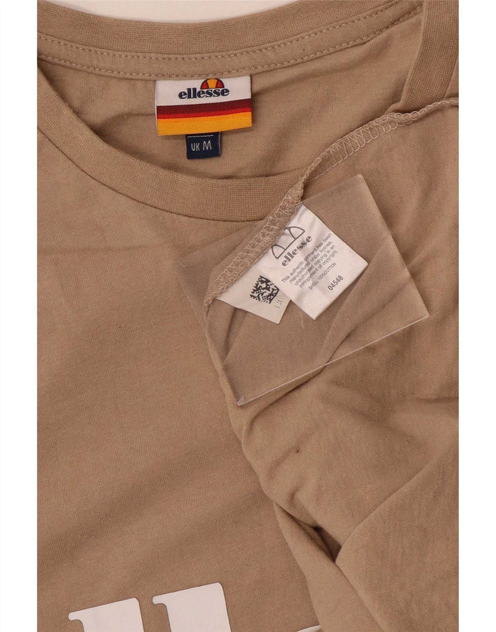 Ellesse Hombre Camiseta Gráfica Top Algodón Beige Medio