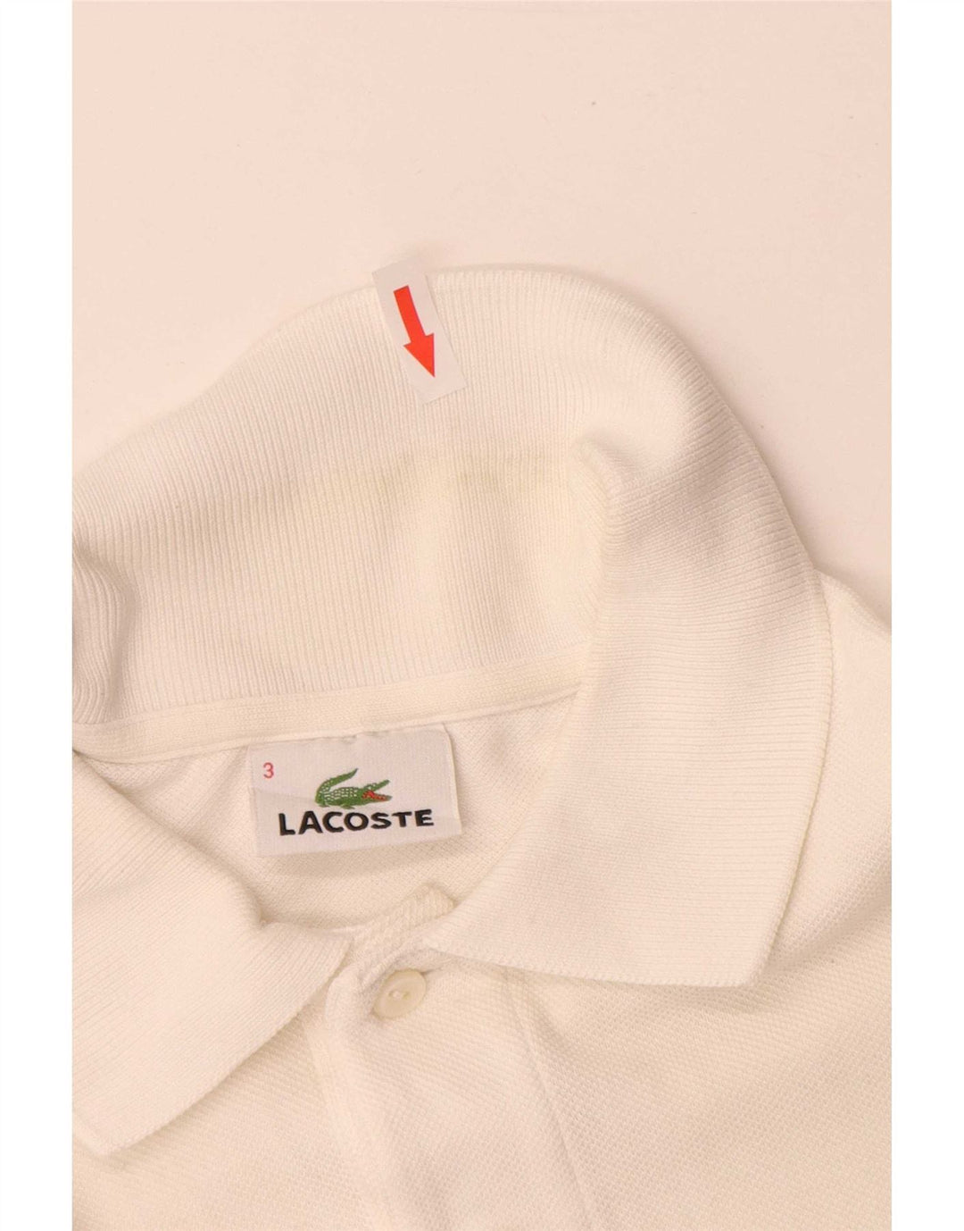 Lacoste Polo para hombre talla 3 pequeño algodón blanco
