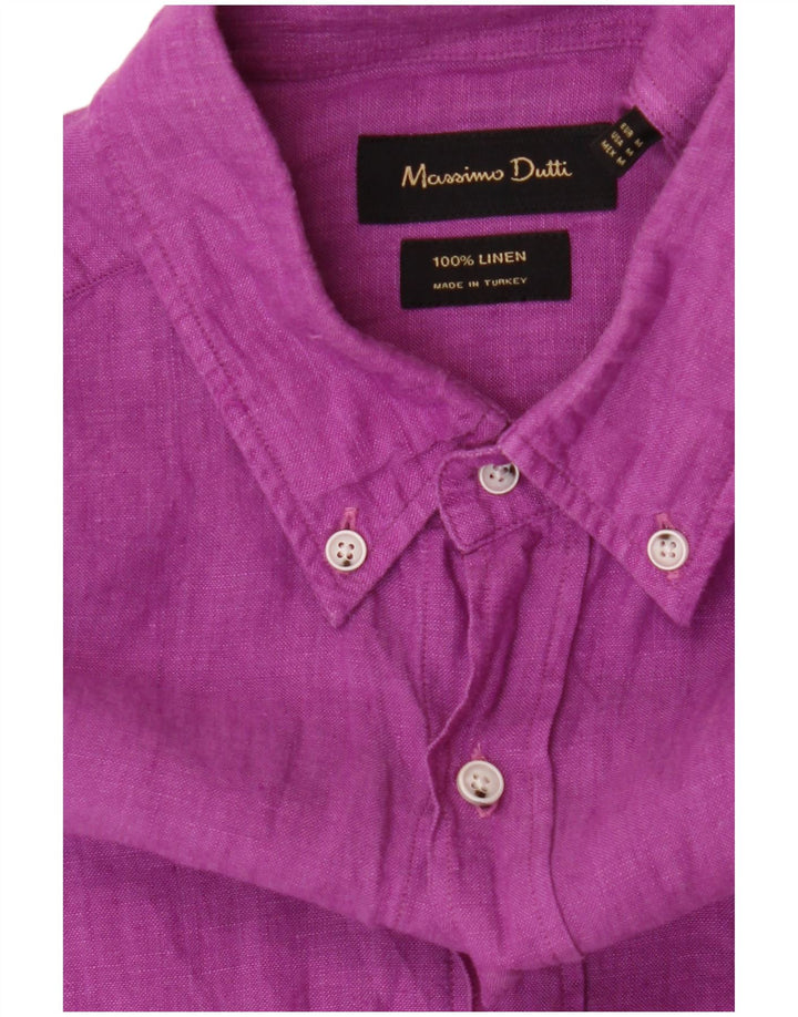 Camisa Massimo Dutti Hombre Lino Mediana Morado