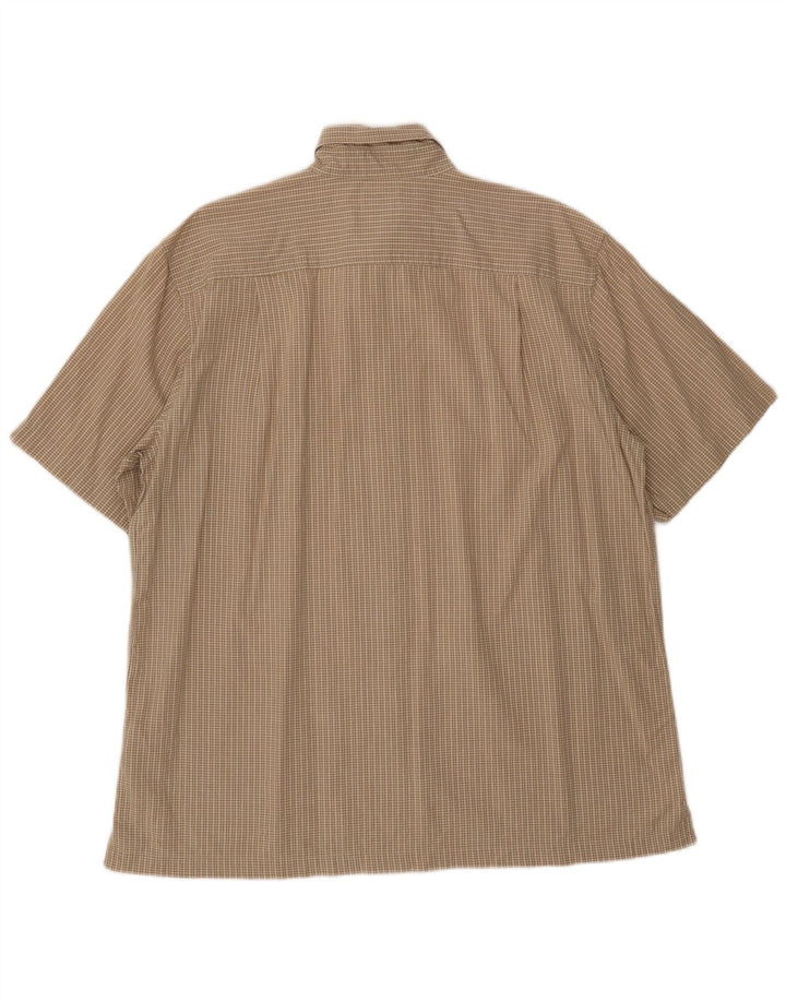 DOCKERS Camisa Manga Corta Hombre Algodón Cuadros Beige Grande