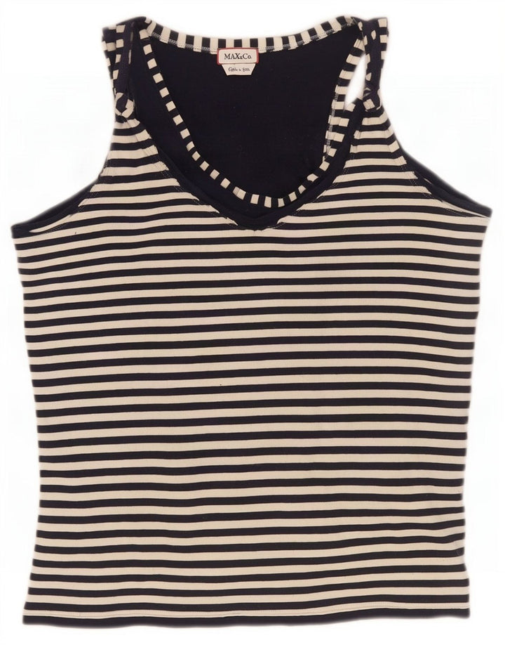 Max & Co. Top sin mangas para mujer UK 40 Mediano Rayas negras
