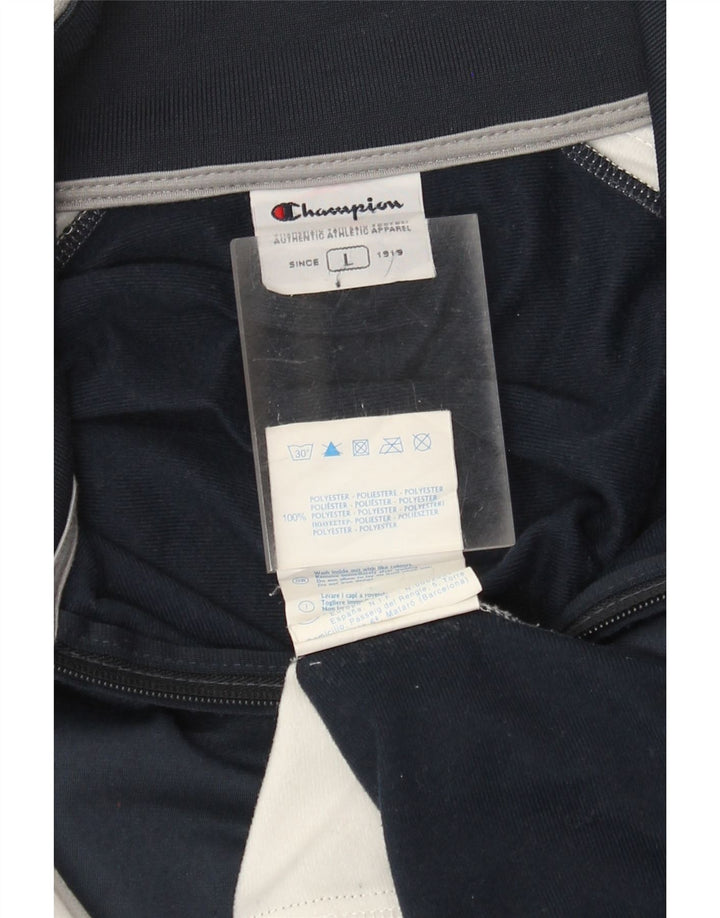 Champion Chaqueta de chándal para hombre, talla grande, poliéster con bloques de color azul marino