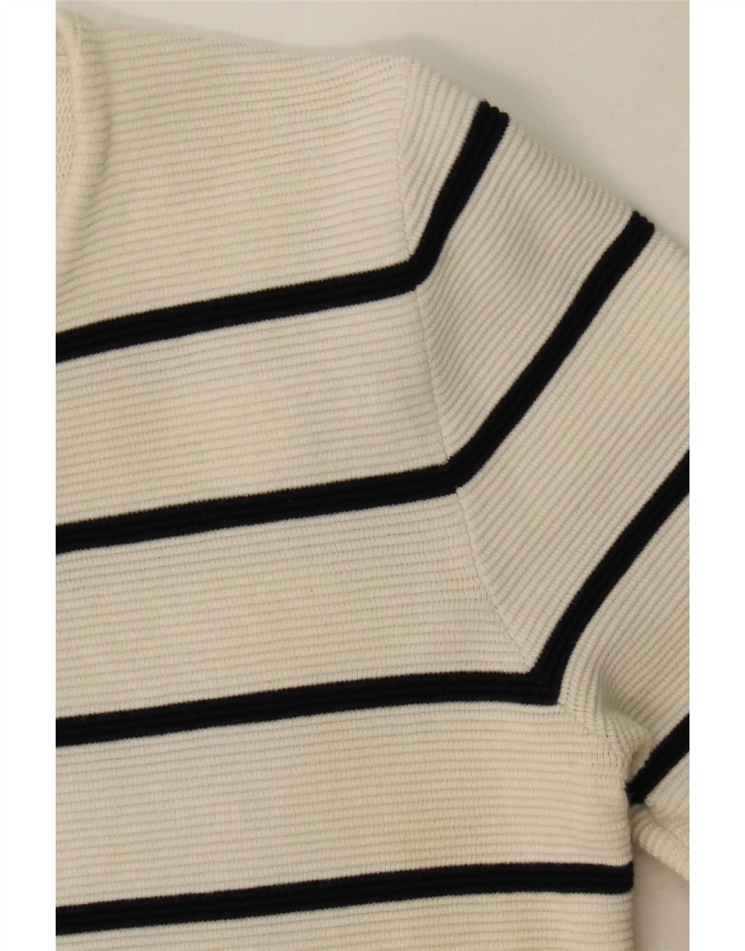 Zara Hombre Jersey Con Cuello En V Jersey Small Blanco Rayas
