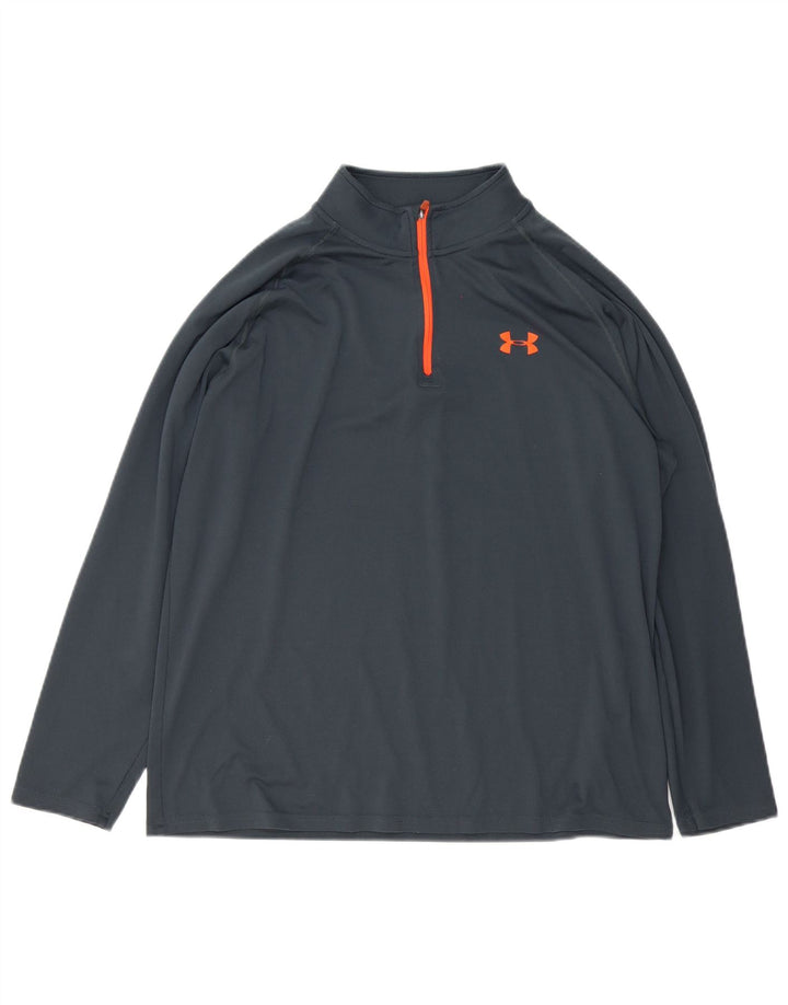 Under Armour Hombre Heat Gear Zip Neck Jersey Chándal Top Grande Gris