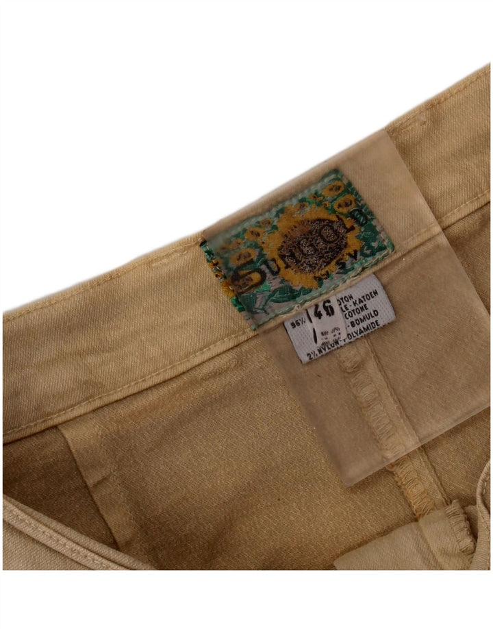 Vintage mujer recta pantalones casuales IT 46 Grande W28 L27 Algodón Beige