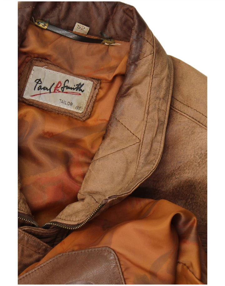 Paul Smith Chaqueta de cuero para hombre IT 52 XL Cuero marrón