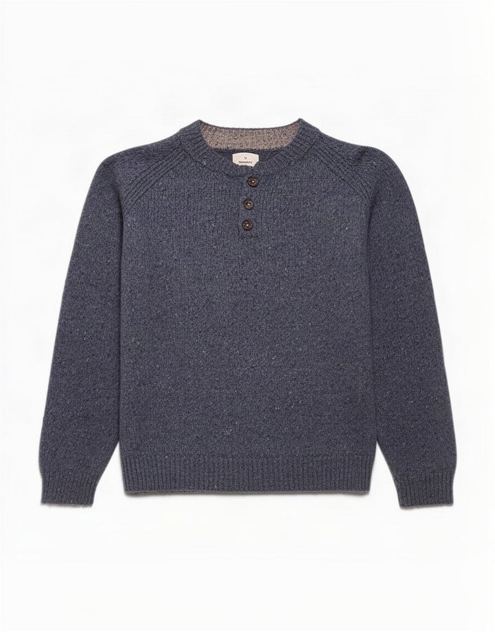 Jersey con cuello abotonado para hombre de White Stuff, talla grande, moteado en azul marino