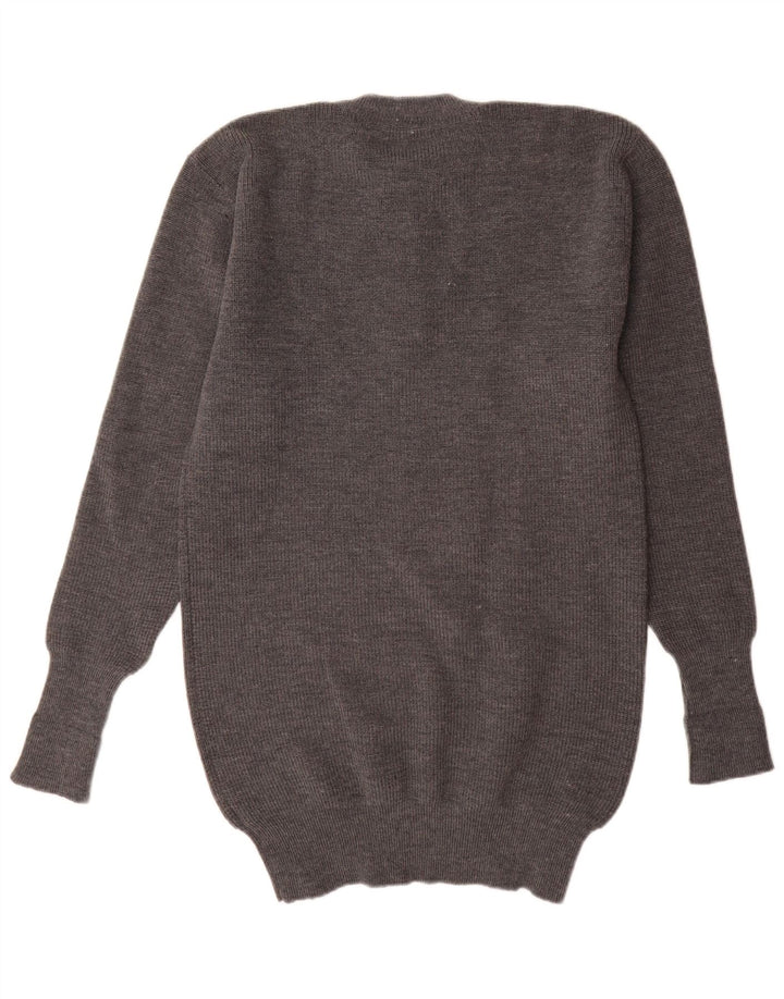 Vintage hombres cuello redondo jersey suéter IT 52 gris grande