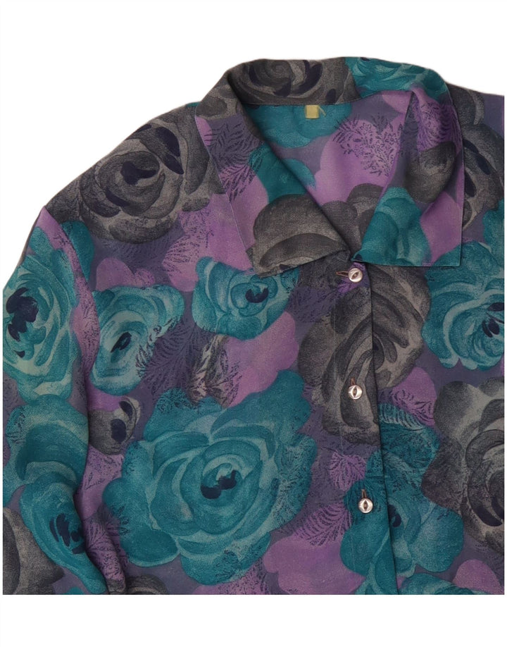 VINTAGE Blusa camisa mujer Reino Unido 18 XL Multicolor Floral